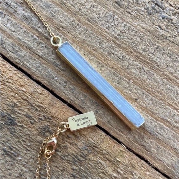 Selenite Crystal Wand Lariat Necklace - Picture 3 of 6